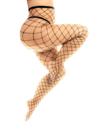 Collant grande taille large maille noire 